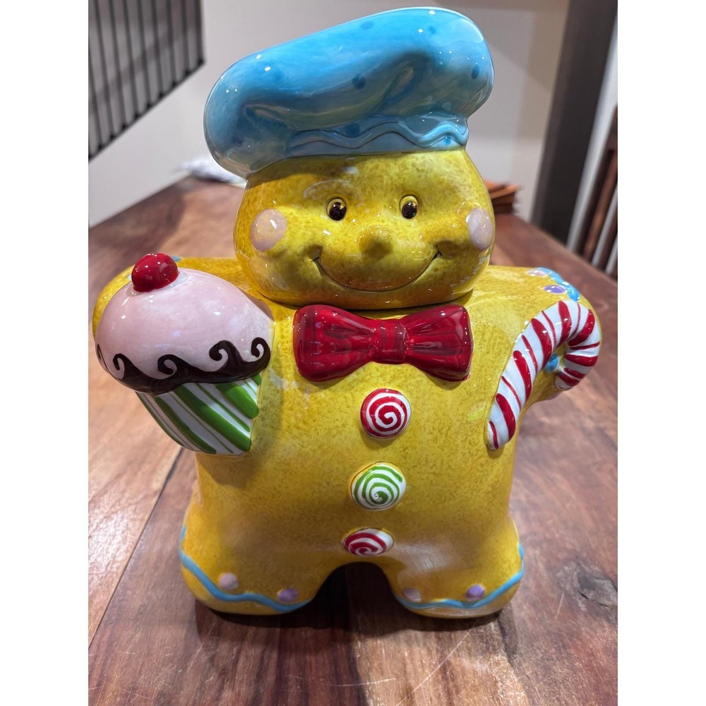 GATES WARE cookie jar gingerbread man Christmas candycane 11 inch holiday decor